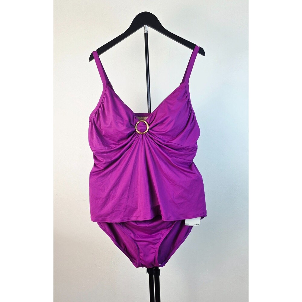 COCO REEF PLUS SIZED Dark Magenta 2-Piece Bathing Suit Sz 22/44C/2X NEW W/ TAGS - Picture 2 of 16